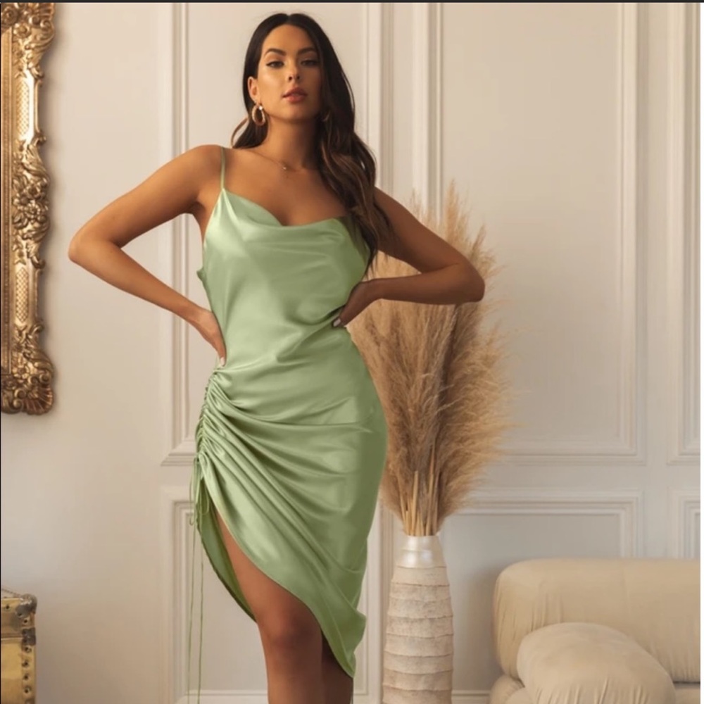 Sage Silk Dress